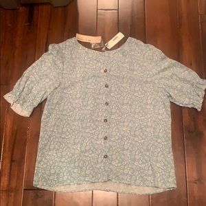Brina & Em Button Down Top - Light Green XXL